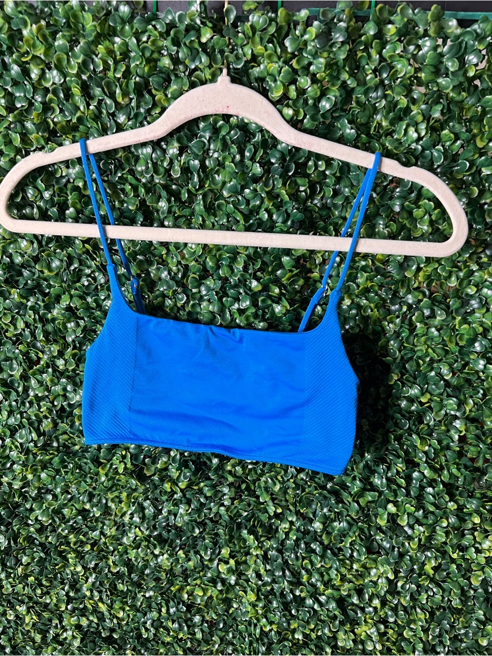 Anthropologie Bright Blue Ribbed Strappy Sports Bralette